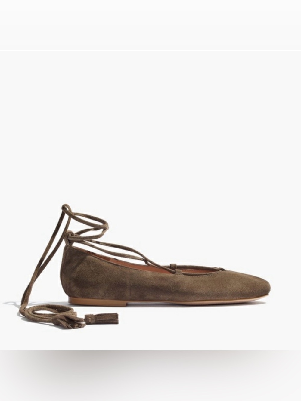 Madewell Flats Shoes Taupe Suede Tie Lace Up Boho Cottagecore Neutral